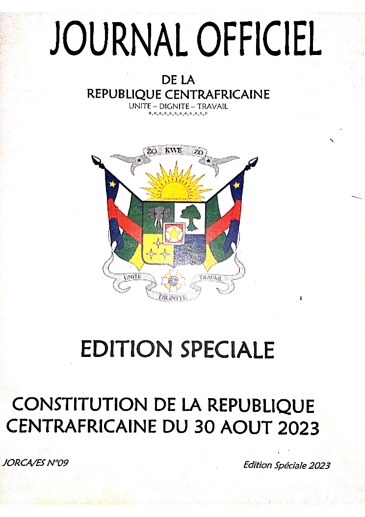 thumbnail of La Constitution Centrafricaine 2023