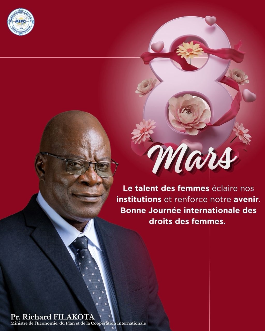 MESSAGE DU MINISTRE DE L&rsquo;ECONOMIE, DU PLAN ET DE LA COOPERATION INTERNATIONALE A L&rsquo;OCCASION DE LA JOURNÉE INTERNATIONALE DES DROITS DES FEMMES.