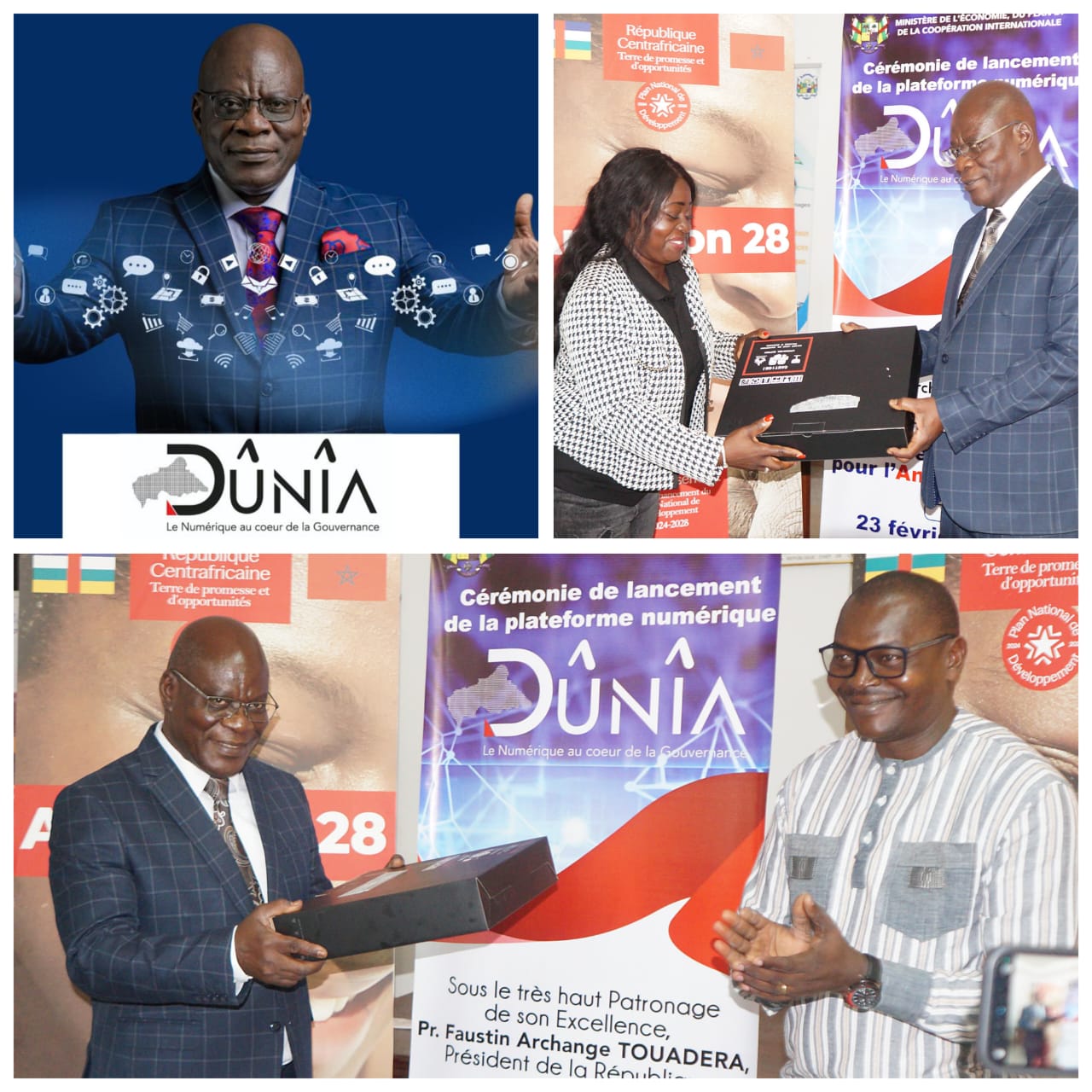 REMISE DES ÉQUIPEMENTS INFORMATIQUES AU PERSONNEL DU MEPCI APRÈS LE LANCEMENT OFFICIEL DE LA PLATE-FORME DIGITALE DÛNÎA